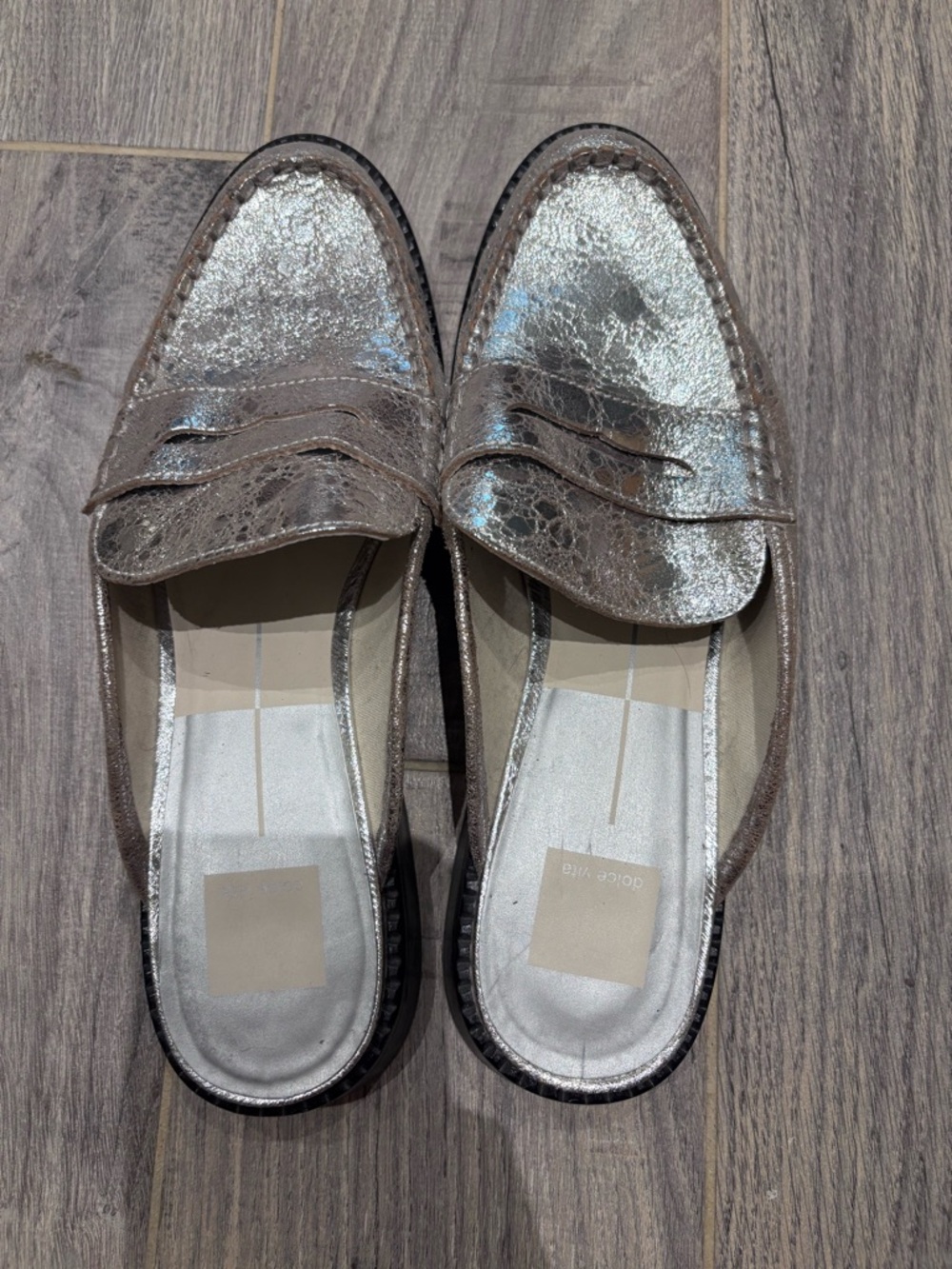 Dolce Vita Metallic Taupe Penny Loafer Mules